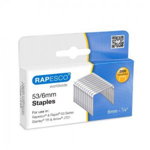 Zszywki do tackera Rapesco 53/6mm, 2000 sztuk